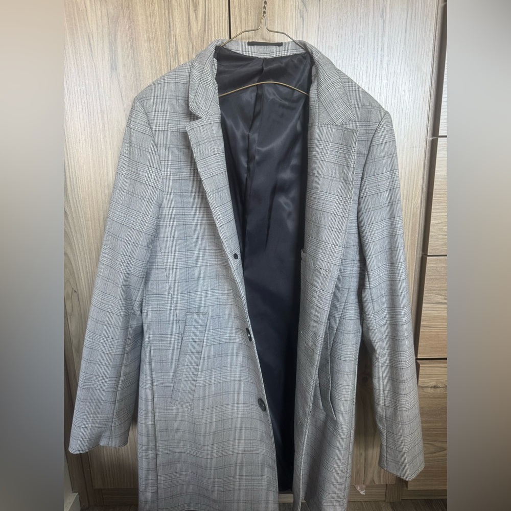 Gray Plaid Long Coat